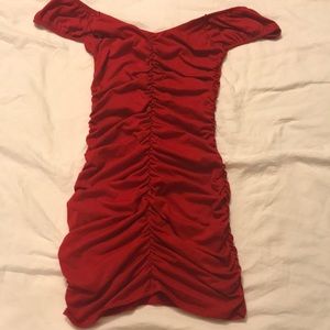 Sexy Red Ruched Dress